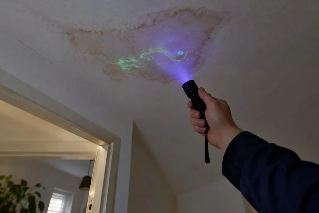 Lekdetectie Ankeveen – kleurstof controleren op het plafond met uv-licht