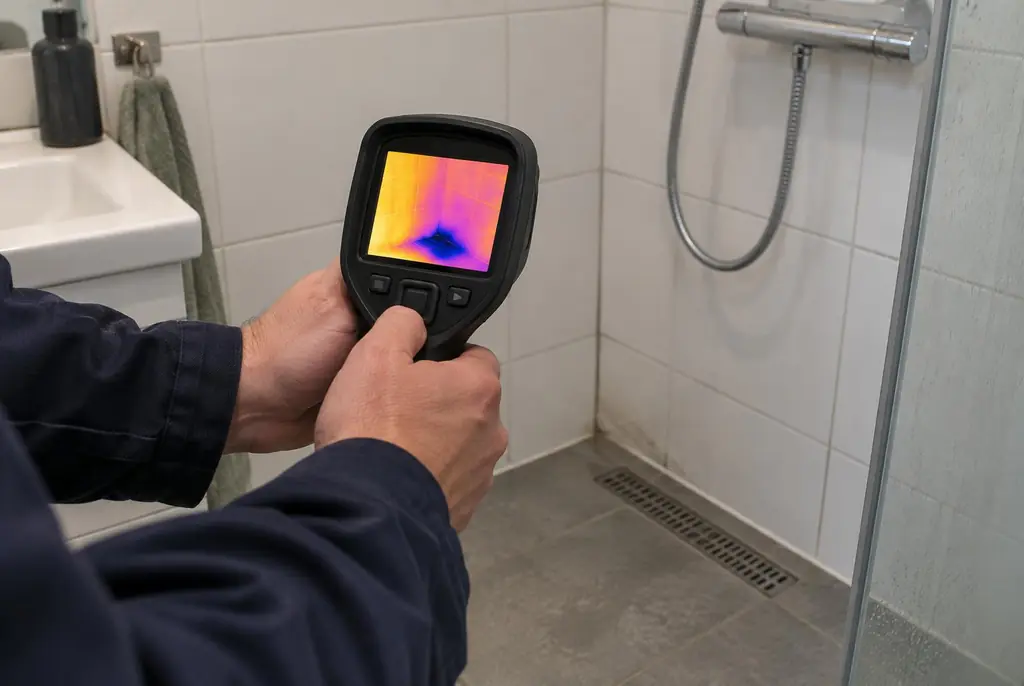 Lekdetectie Ankeveen – lekdetectiespecialist met warmtebeeldcamera in een badkamer