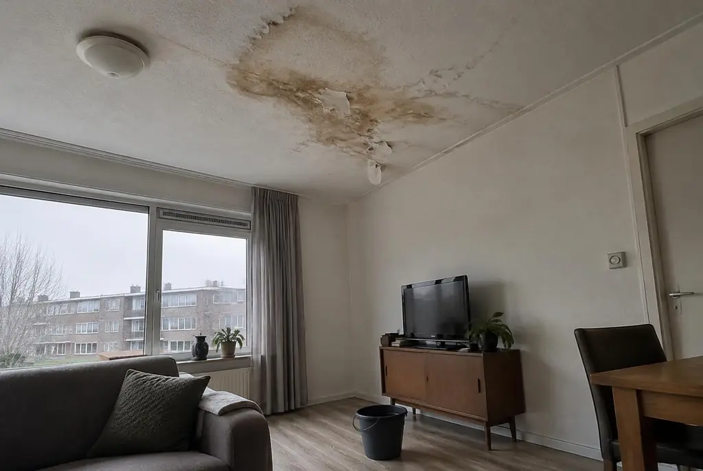 Lekdetectie Ankeveen – vochtplek op het plafond onder een badkamer